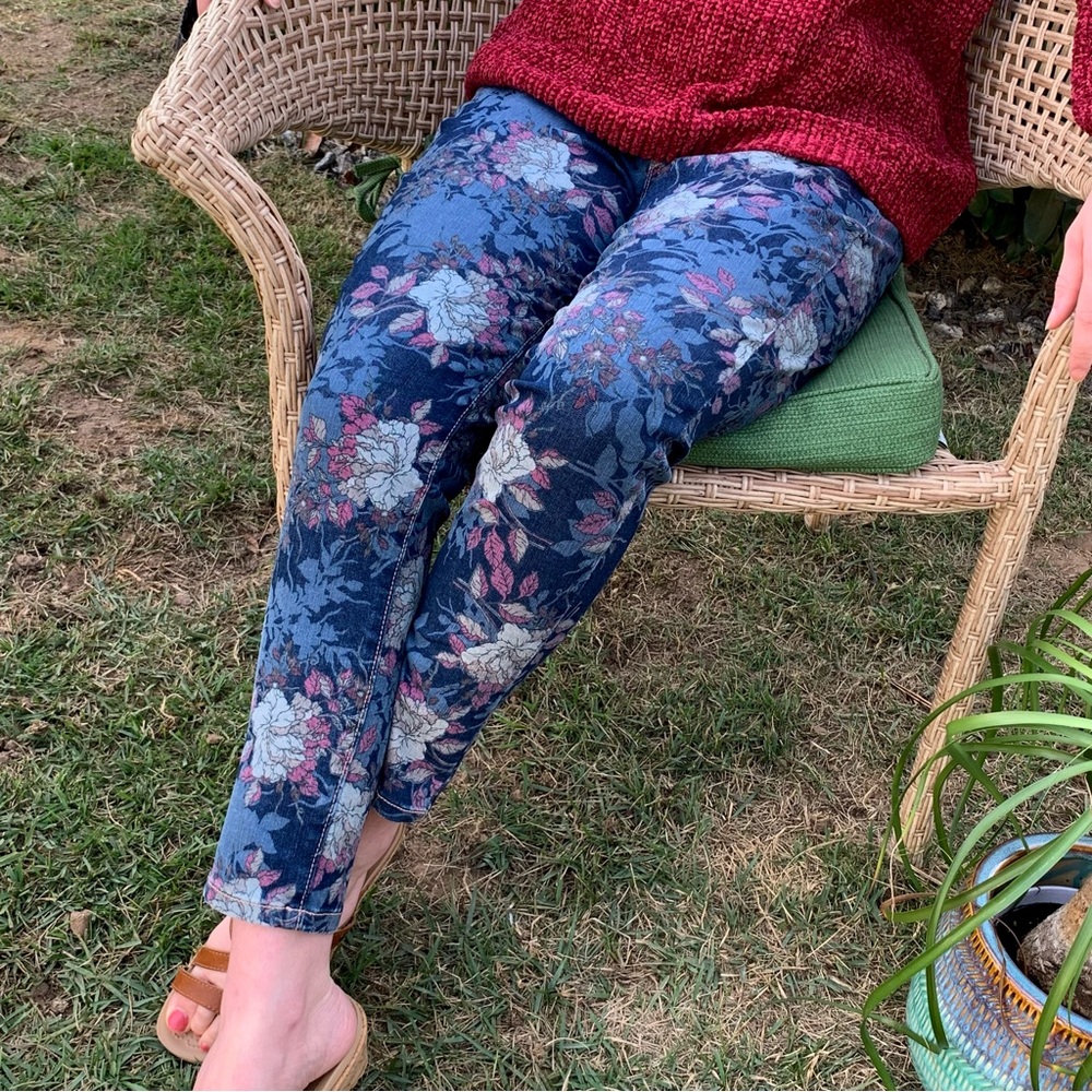 New Chaps Floral Stretch Denim Jeans - Picture 6 of 13